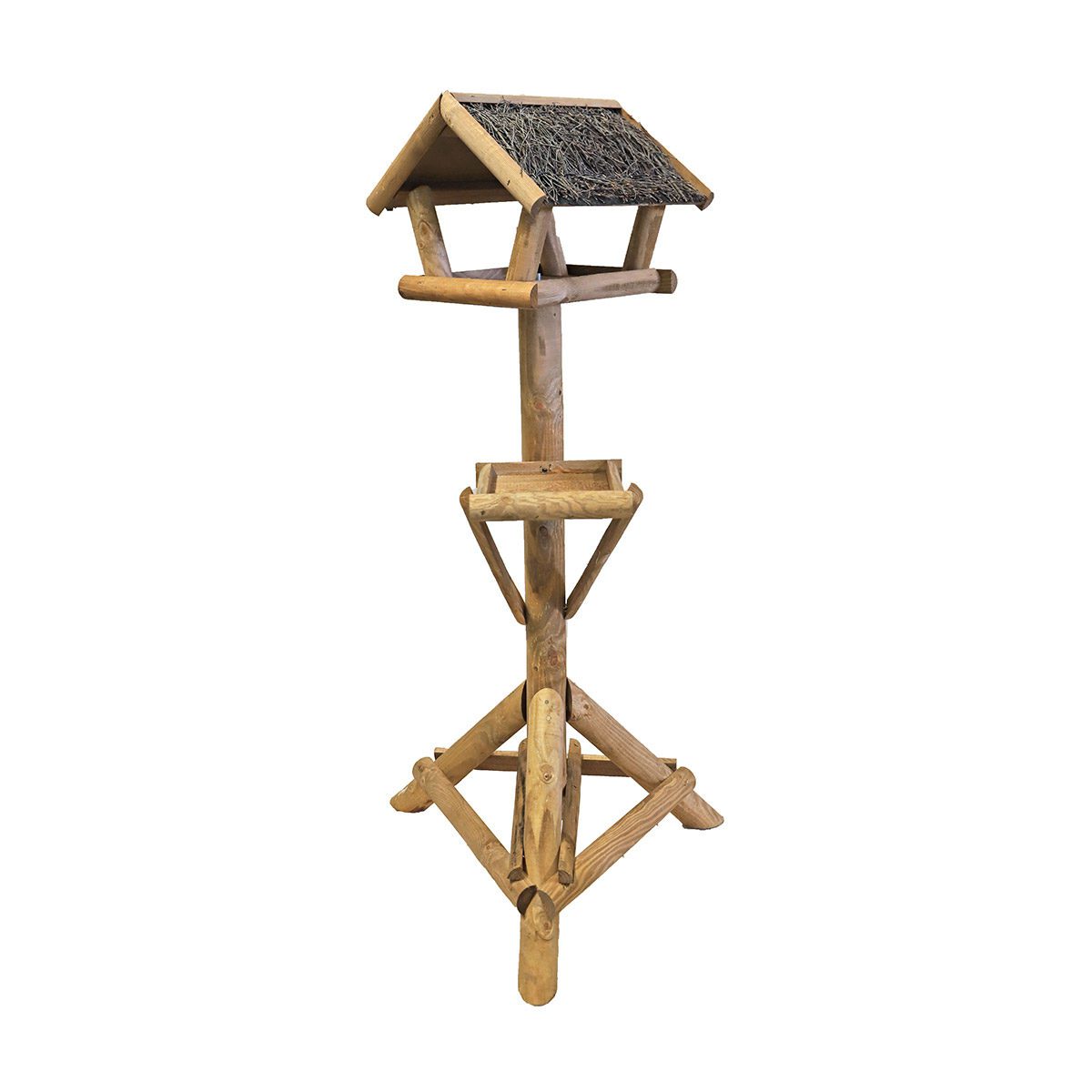 Voederhuis Bruin Met Tenen Dak en Voerplateau