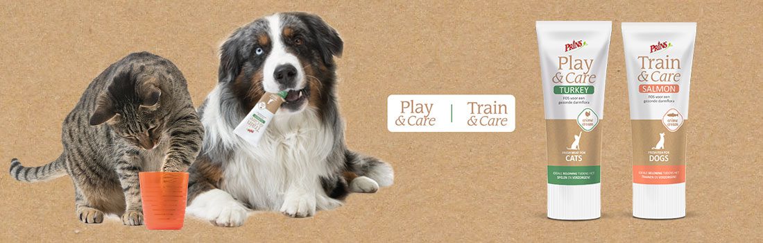 Train & Care en Play & Care beloningstubes voor hond en kat