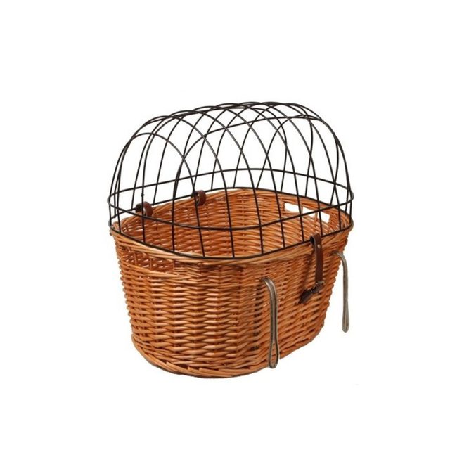 Rieten Fietsmand Voor Huisdieren – 30x25 Cm – Met Metalen Gaasdeksel – Snelmontage – Voor Kleine Honden En Katten – Honingkleur, Bruin Of Houtkleur