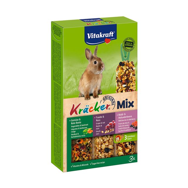 Vitakraft Kräcker Trio-Mix Konijnensnack 3-in-1 Groente-Noot-Bosbessen
